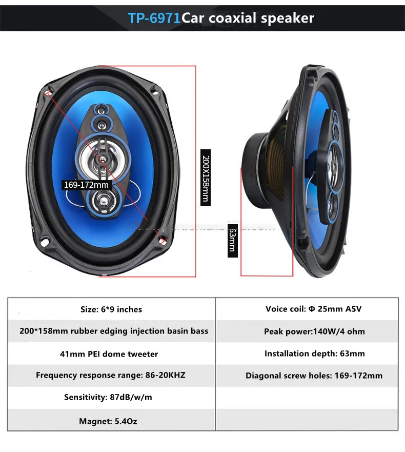 4/5/6/6*9Inch Car Speakers HiFi Coaxial Subwoofer Universal Automotive Audio Music Full Range Frequency Car Stereo Speaker 1Pair