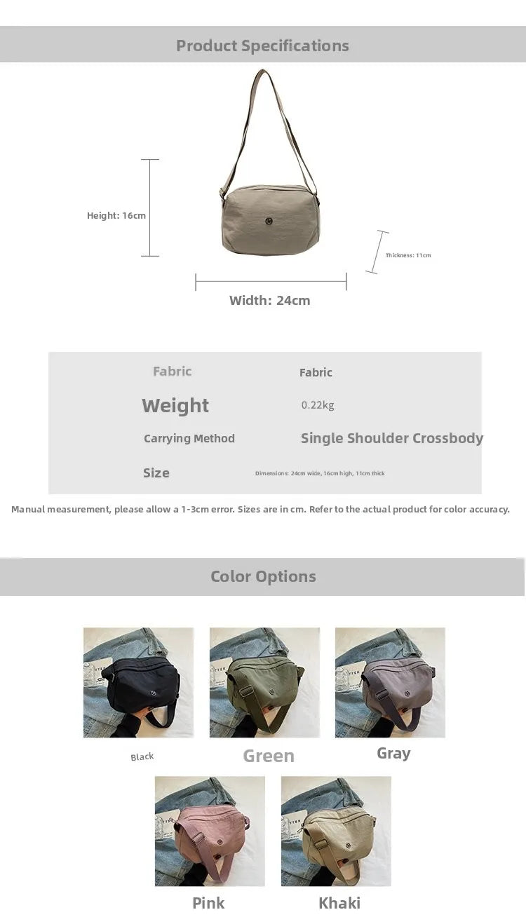 New 2025 Multi-Layer Casual Women's Crossbody Bag Portable Multi-Pocket Lightweight Waterproof Nylon Bag Soft Square Bag