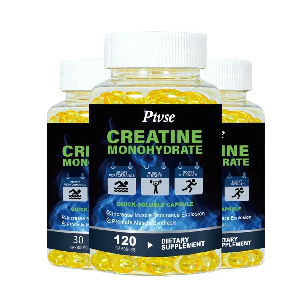 Ptvse Monohydrate Creatine Capsules Strength Muscle for Adults Endurance and Energy Support Enhance Athletic Performance