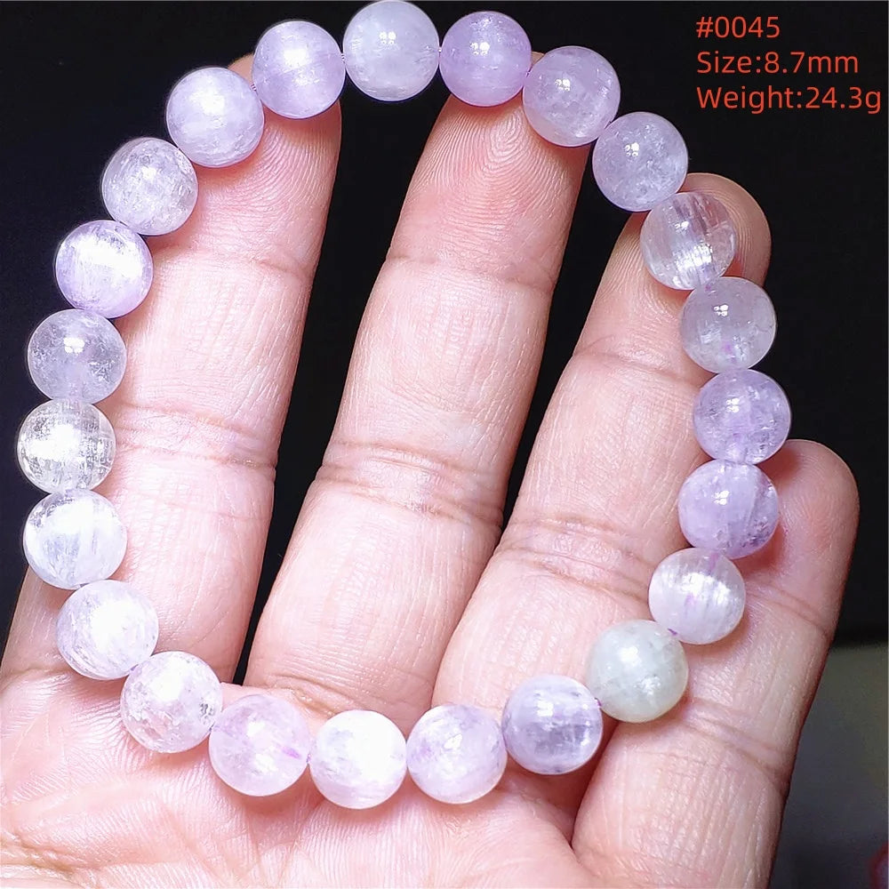 Natural Purple Kunzite Clear Round Beads Bracelet Jewelry Women Men Colorful Kunzite Bracelet Cat Eye Women Men AAAAAA