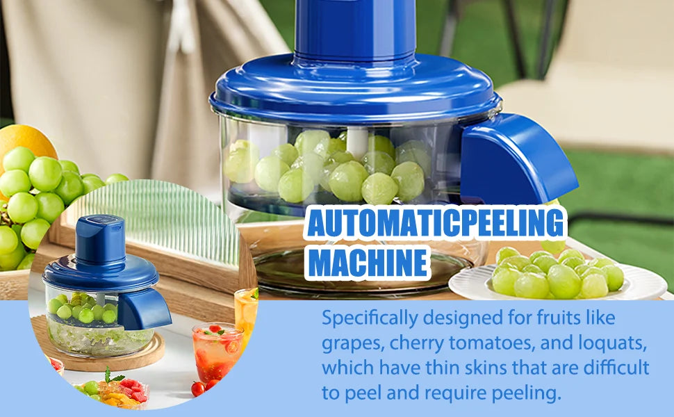Upgrade 2-in-1 Automatic Grape Peeler Machine, Electric Garlic and Cherry Tomato Peeler, Cordless Fruit Skin Remover for Small P
