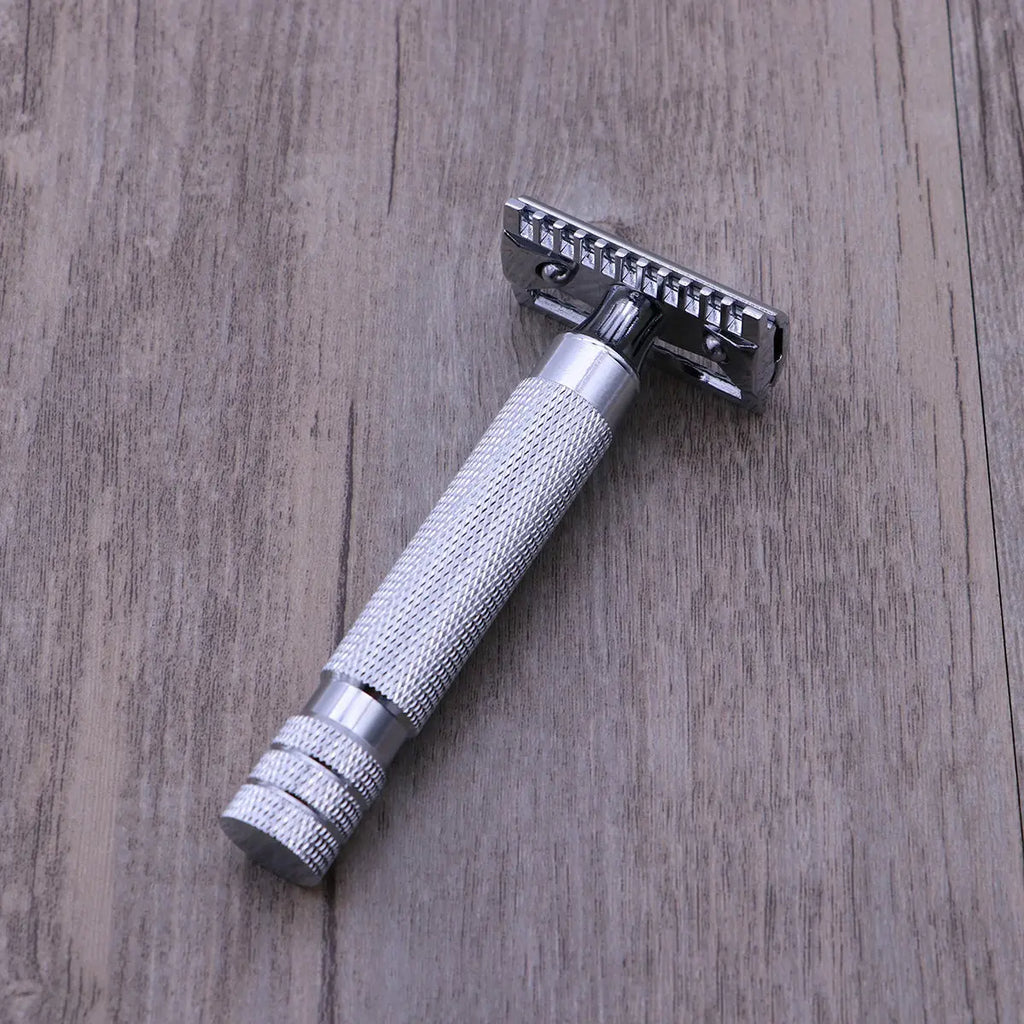 Double Edge Safety Razor Stainless Steel Butterfly Opening for Men Close Clean Shave No Irritation Razor Shaver