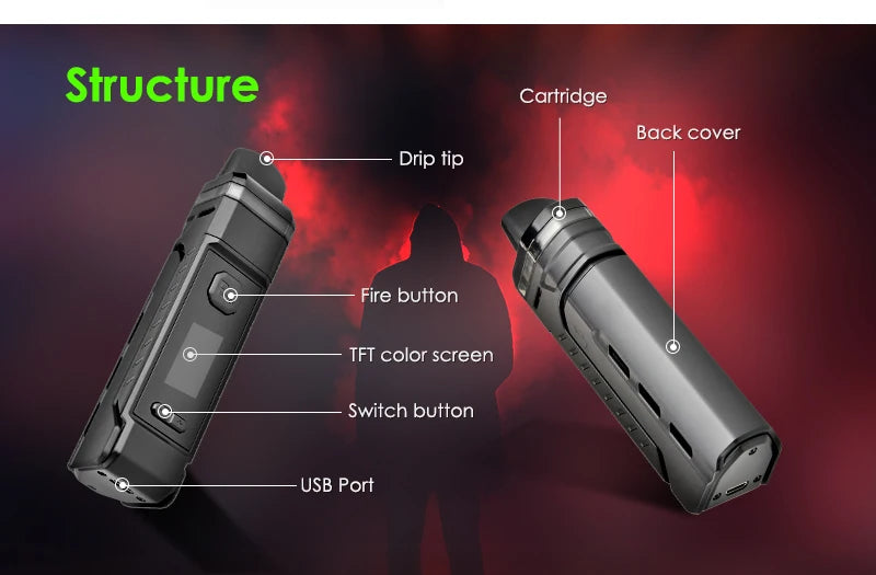 Vapor Storm VPM40 40W Pod Mod Starter Kit Mesh Coils 4.8ml Cartridge fit 18650 Battery E Cigarette V-PM40 Nova Nord Drag System