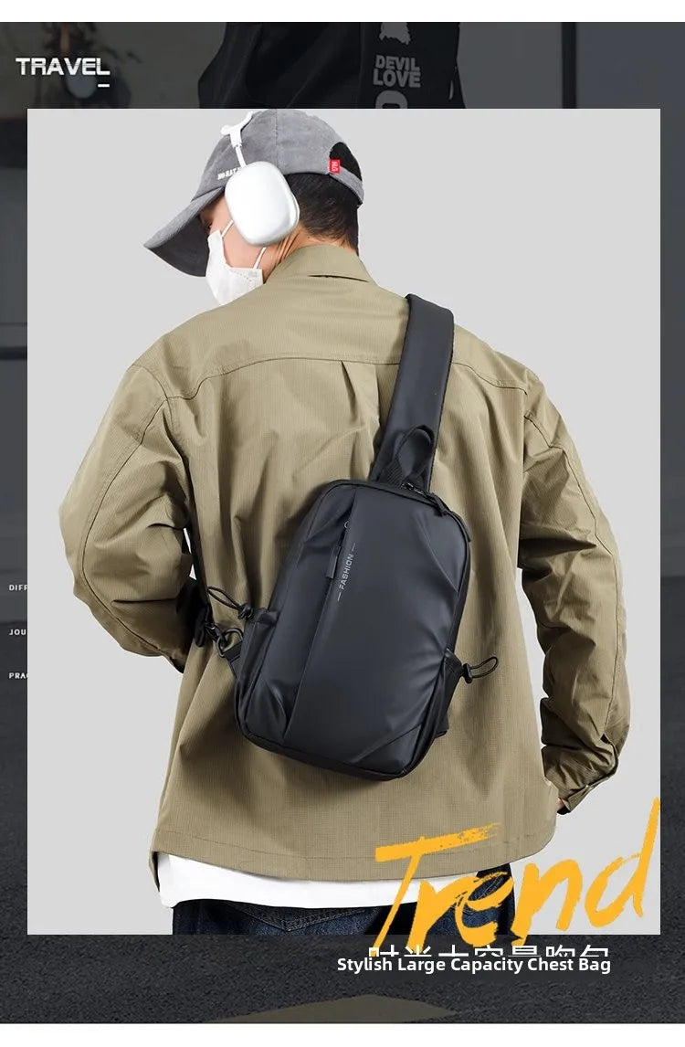 Large Capacity Fashion Waterproof Men's Crossbody Bag Travel Casual Ladies Single Shoulder Slant Bag Korean Style Chest Bag