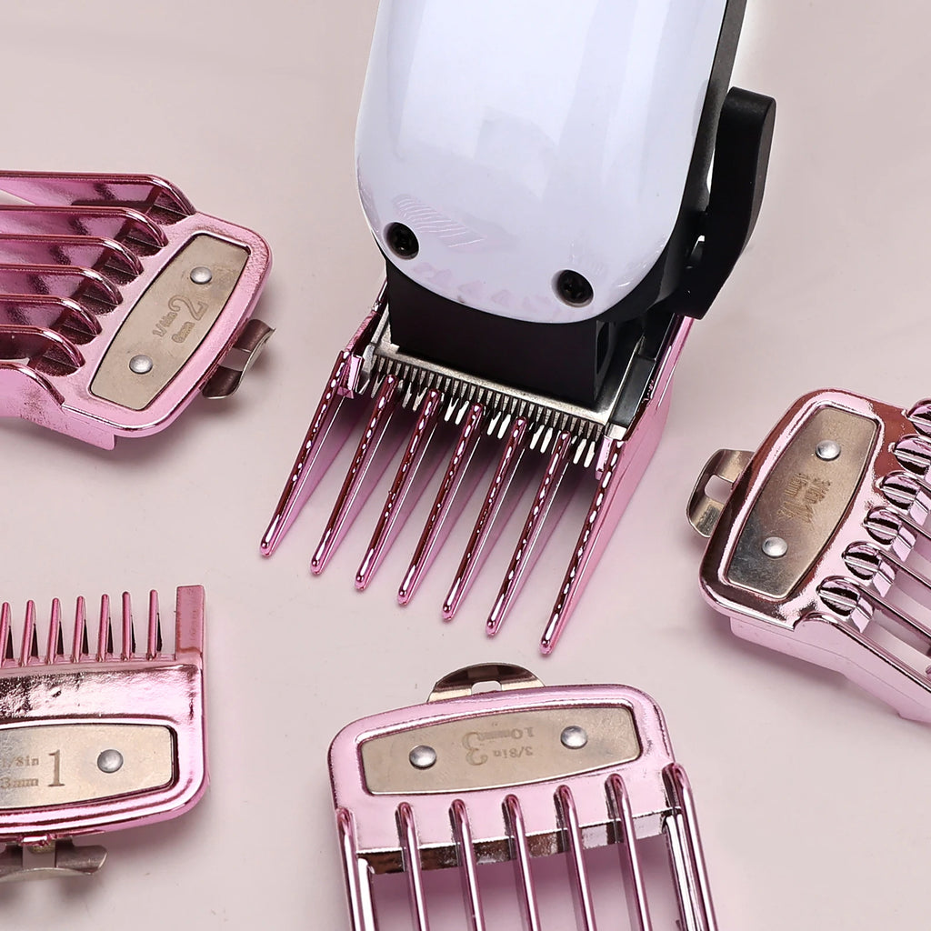10 Piece Set Barbershop Hairdressing Electroplating Haircut Limit Comb Trimmers Positioning Comb Salon Styling Tool Bring A Box