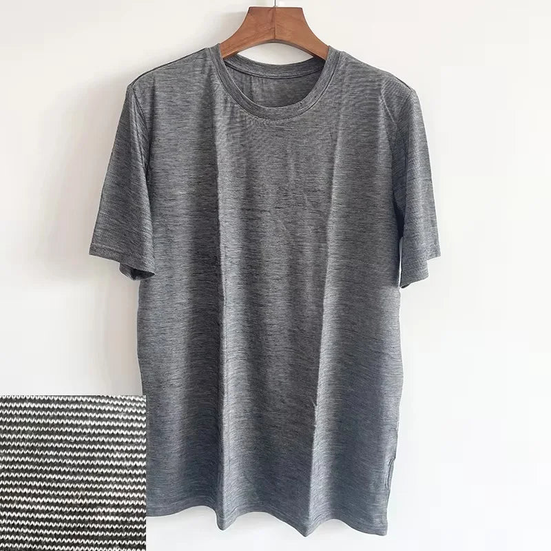Men's 100% Superfine Merino Wool T-Shirt Base Layer Wicking Breathable Quick Dry Anti-Odor No-itch Comfortable Fit Size
