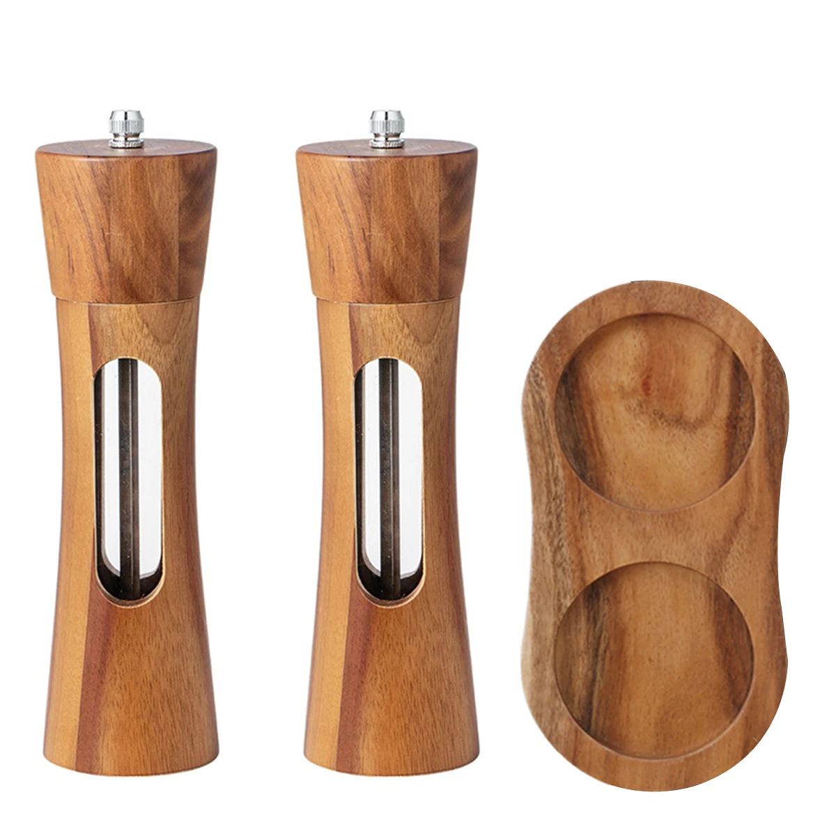 1PC-Household pepper mill, sea salt and Sichuan pepper grinder, pagoda-style wooden kitchen pepper mill, manual grinder