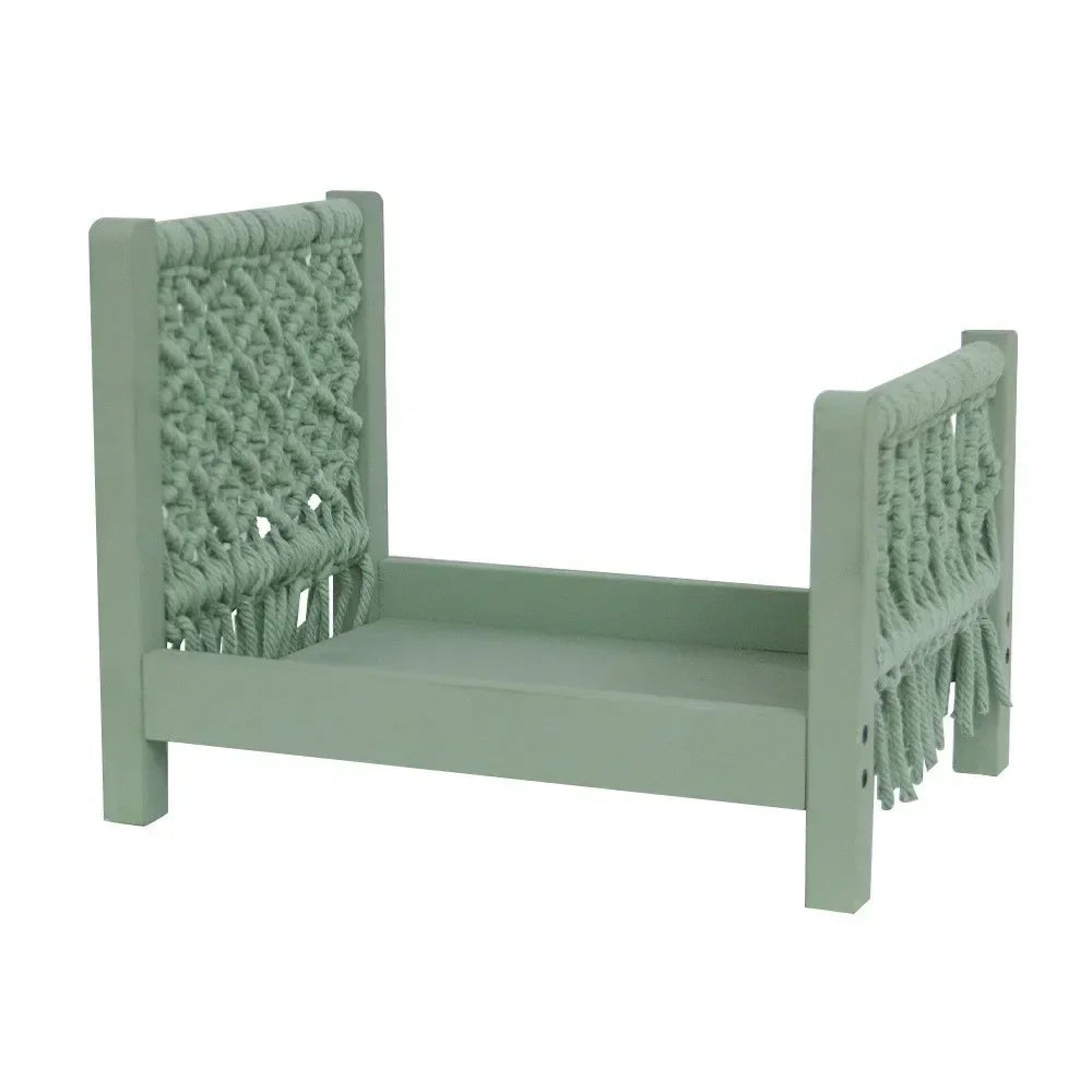 1pc Detachable Small Wooden Doll Bed Newborn Photography Props Studio Baby Photo Shooting Background Decorative Accessories