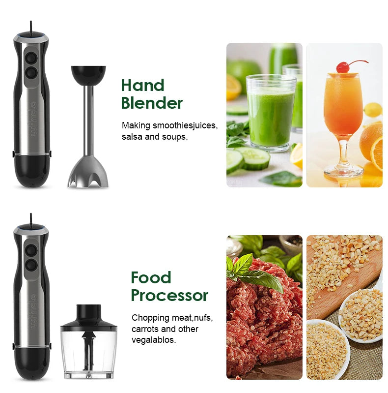 Wancle Electric Immersion Hand Blender Mixer 1000W 5 in 1 Powerful Kitchen Blender for Egg Whisk Meat Grinder Food Processor