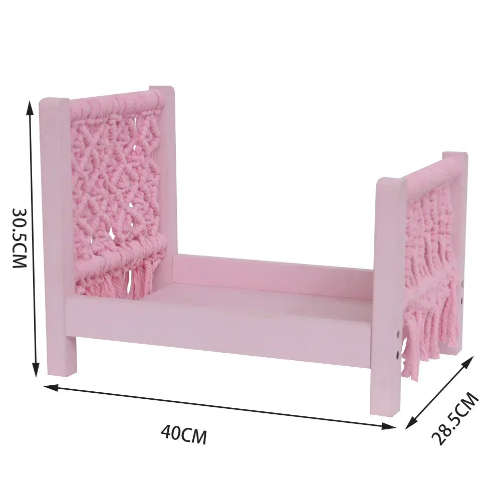 1pc Detachable Small Wooden Doll Bed Newborn Photography Props Studio Baby Photo Shooting Background Decorative Accessories