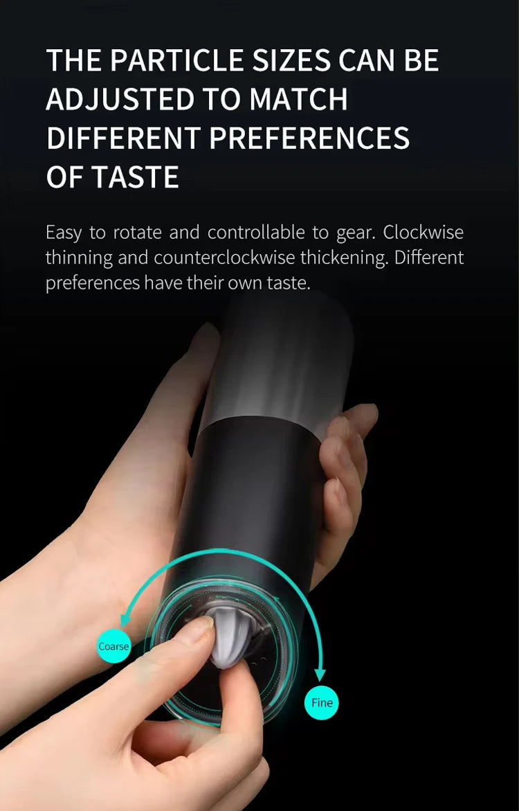 1PC/2PCS Electric Automatic Pepper Grinder Set Salt And Pepper Mill Adjustable Coarseness Spice Grinder for Kitchen