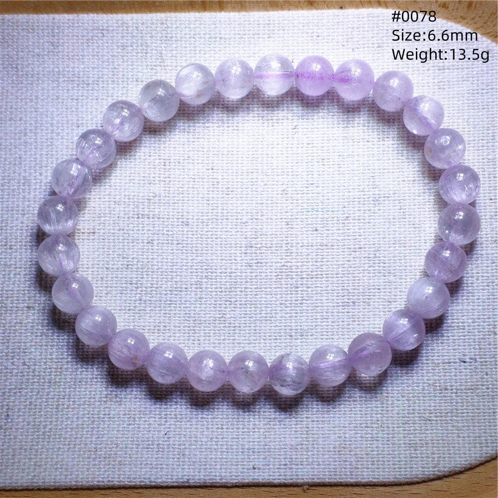 Natural Purple Kunzite Clear Round Beads Bracelet Jewelry Women Men Colorful Kunzite Bracelet Cat Eye Women Men AAAAAA