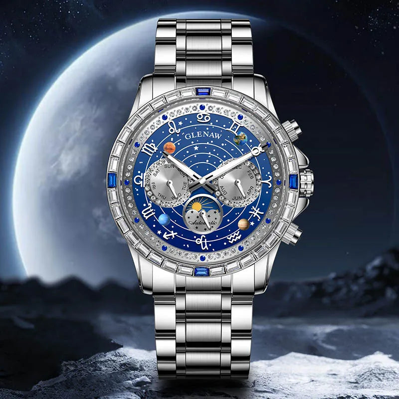 Glenaw top brand luxury fashion personalized fully automatic mechanical gold watch men's luminous waterproof watch