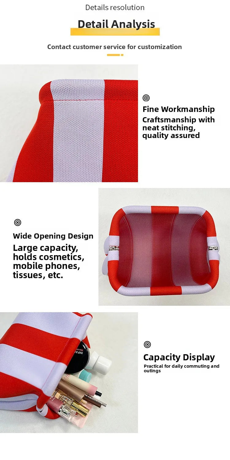 Striped Beach Bag Cloud Knitted Fashion Commuter All-Match Makeup Bag Weave Cross-Border Style Polyester Pillow-Shaped Bag