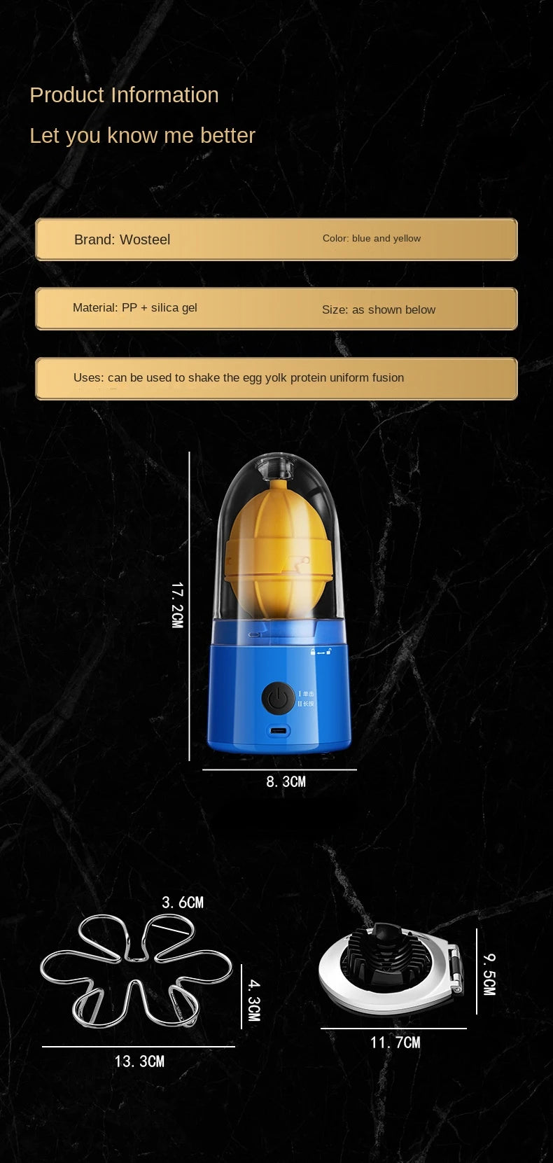 1pc Fully automatic wireless egg yolk and egg white mixer, rechargeable baby food with balanced nutrition, kitchen cooking tools