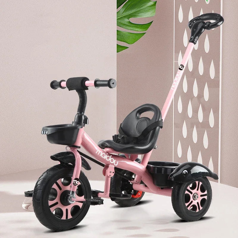 Multifunctional Three Wheeled Baby Balance Bike Lightweight Children Bicycle Hand Push Stroller for Baby Outdoor Riding Use