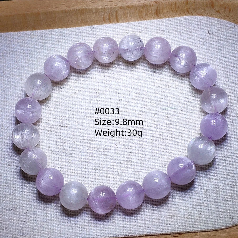 Natural Purple Kunzite Clear Round Beads Bracelet Jewelry Women Men Colorful Kunzite Bracelet Cat Eye Women Men AAAAAA