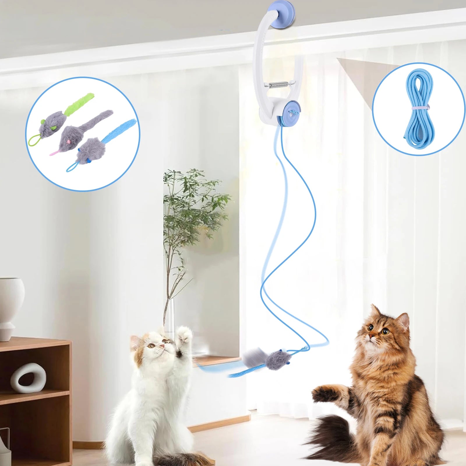 Retractable Door Hanging Automatic Retractable Kitten Toys Independent Play Hanging Door Cat Toys for Cat Kitten Playing Exercis