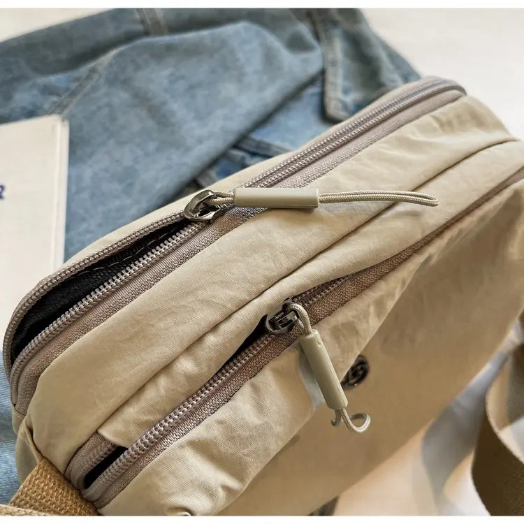 New 2025 Multi-Layer Casual Women's Crossbody Bag Portable Multi-Pocket Lightweight Waterproof Nylon Bag Soft Square Bag
