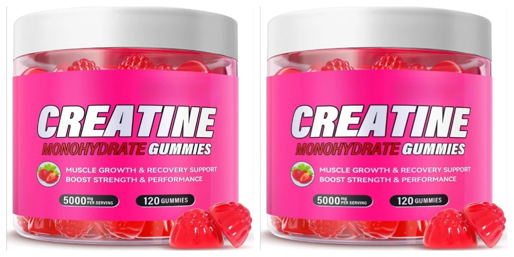 120 Count Creatine Monohydrate Gummies 5000mg Strawberry Flavor Support Muscle Growth and Post Exercise Recovery 0g Sugar Vegan