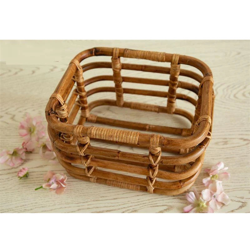 2023 Newborn Photography Props Girl Handmade Retro Woven Basket Fotografie Accessorie Studio Baby Photo Shoot Bed Backdrop Chair