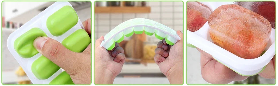 Silicone Ice Cube Mold Trays Reusable Ice Tray with Lid 14 Cube Easy Release Whiskey Cocktail Freezer Container