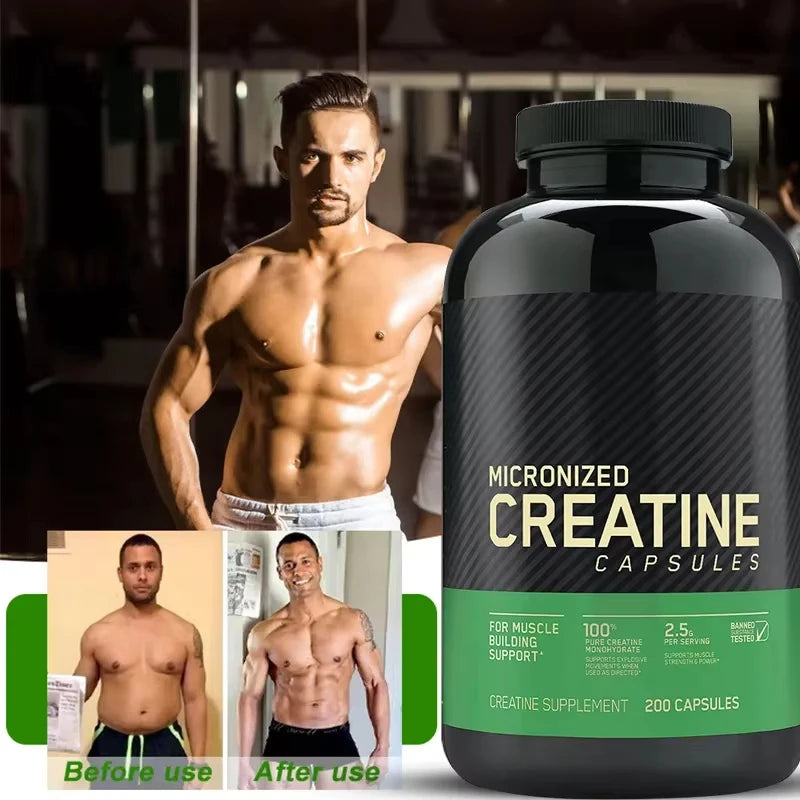 100 PCS Creatine Monohydrate Capsules - Muscle, Performance Supplement for Men  Women, Non-GMO, Gluten-Free