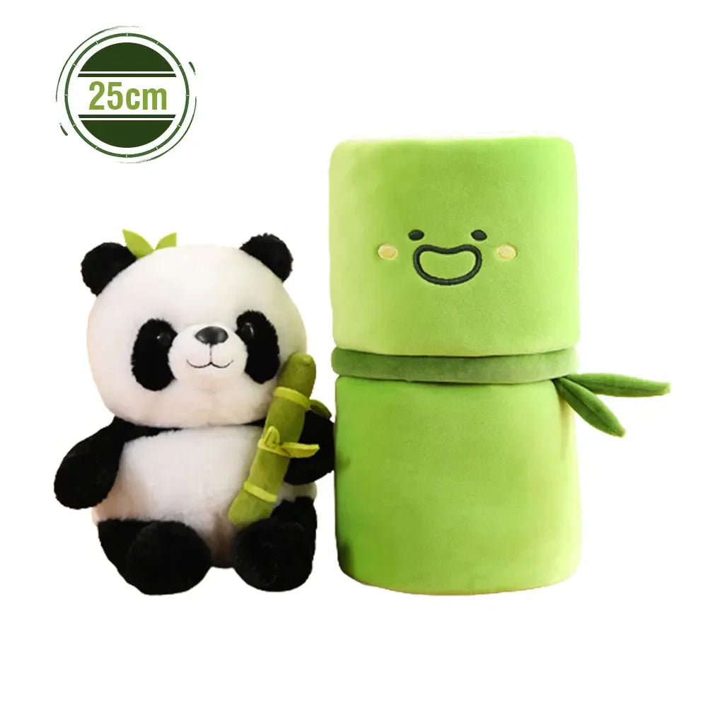 Cute Chinese Panda Doll with Removable Bamboo Tube PP Cotton Pillow Soft Plush Doll Girls Toy Children's Christmas Gifts Present