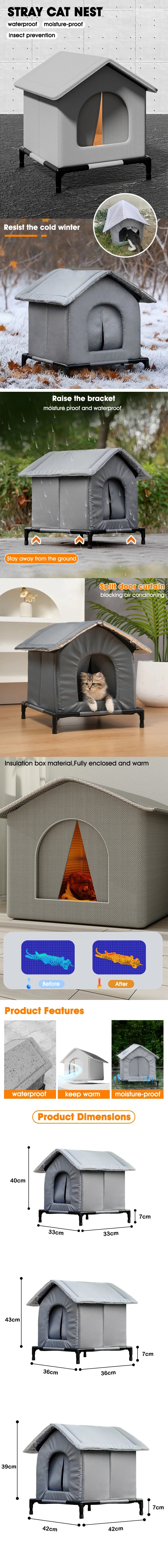 NewestStray Cat dog House Waterproof Outdoor Winter Warm Pet Cave Sleeping Beds Home Foldable Washable for Small Supplies