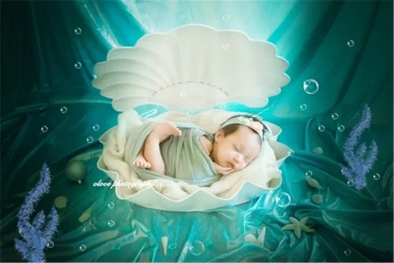 Newborn Photography Props Iron Shell Bed Pearl Mermaid Butterfly Pillow Blanket Baby Costume Baby Photo Props Studio Accessories