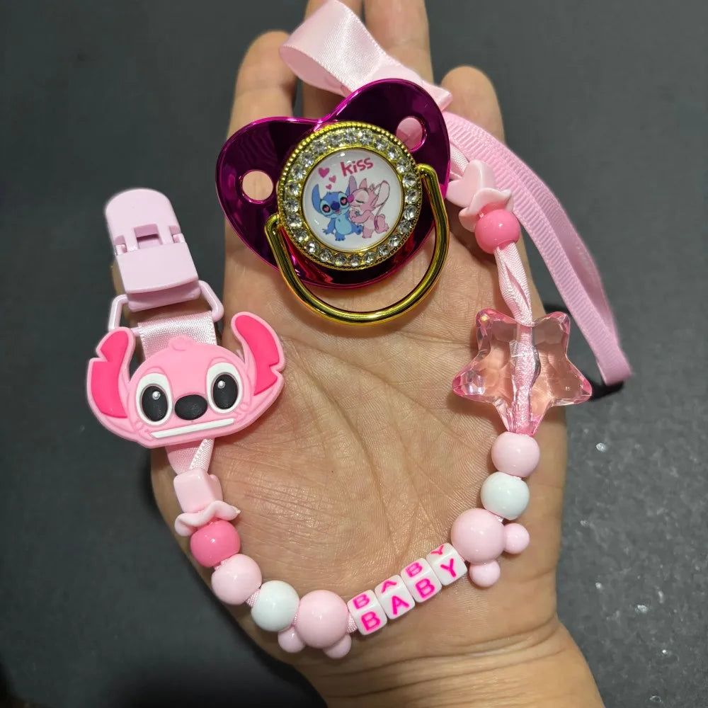 Baby pacifier (with dust cover) & cute anime print Newborn pacifier holder Baby gift for newborns Boys/Girls baby party gift