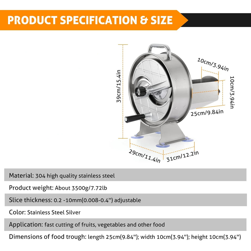 Replace blade for Commercial Vegetable Slicer Stainless Steel Potato Onion Slicer 0-0.5''Thickness Adjustable Manual Fruit Cutte