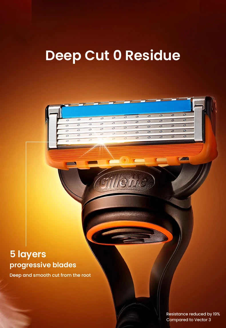 Gillette Fusion 5 Razor Set 1 Handle 25 Cartridges 5 Ultra-Thin Blades Lubrication Strip Back Trimmer