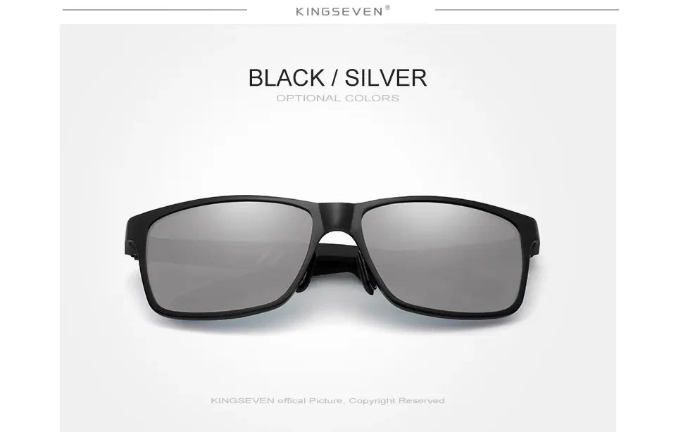 KINGSEVEN Men Polarized Sunglasses Aluminum Magnesium Driving UV400 Glasses Rectangle Shades Eye Protection Luxury Male Eyewear