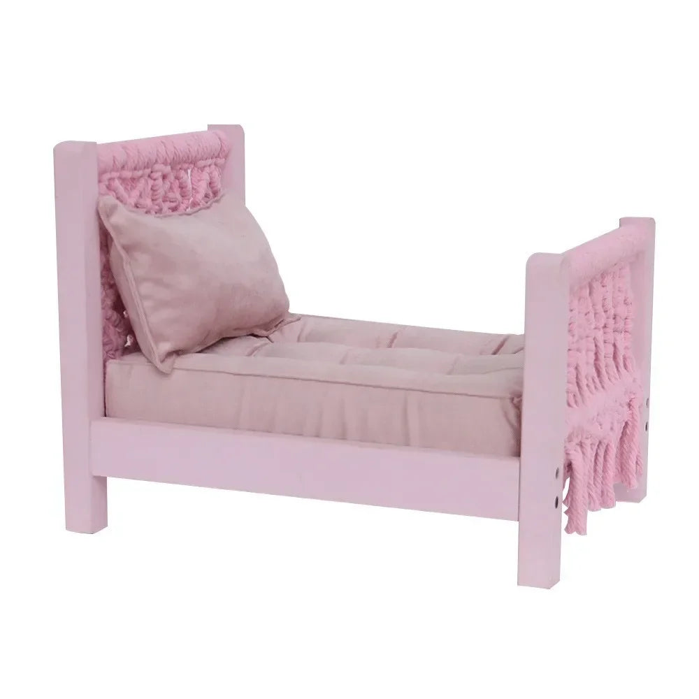 1pc Detachable Small Wooden Doll Bed Newborn Photography Props Studio Baby Photo Shooting Background Decorative Accessories
