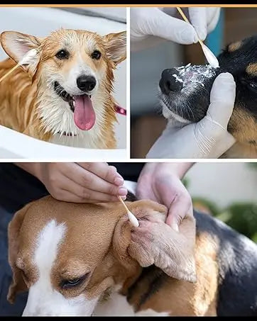 100/300/500pcs 6 Inch Long Cotton Swabs for Pet Cleaning, Bamboo Handle, Pet Ear Cleaning Solution Supplies for Dogs and Cats