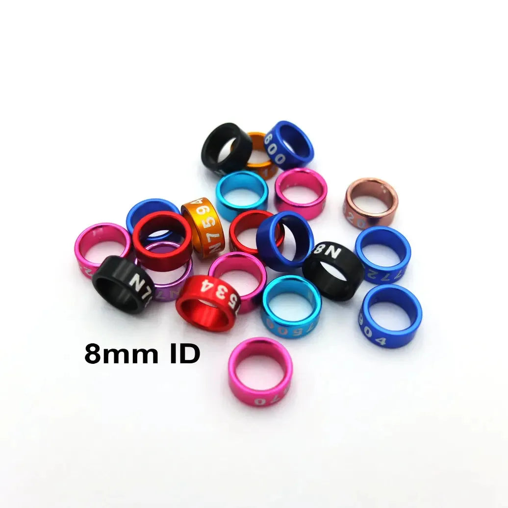 50PCS Randomly Numbered Aluminum Closed Bird Leg Bands in Assorted Colors - Ideal for Bird Identification and Tracking