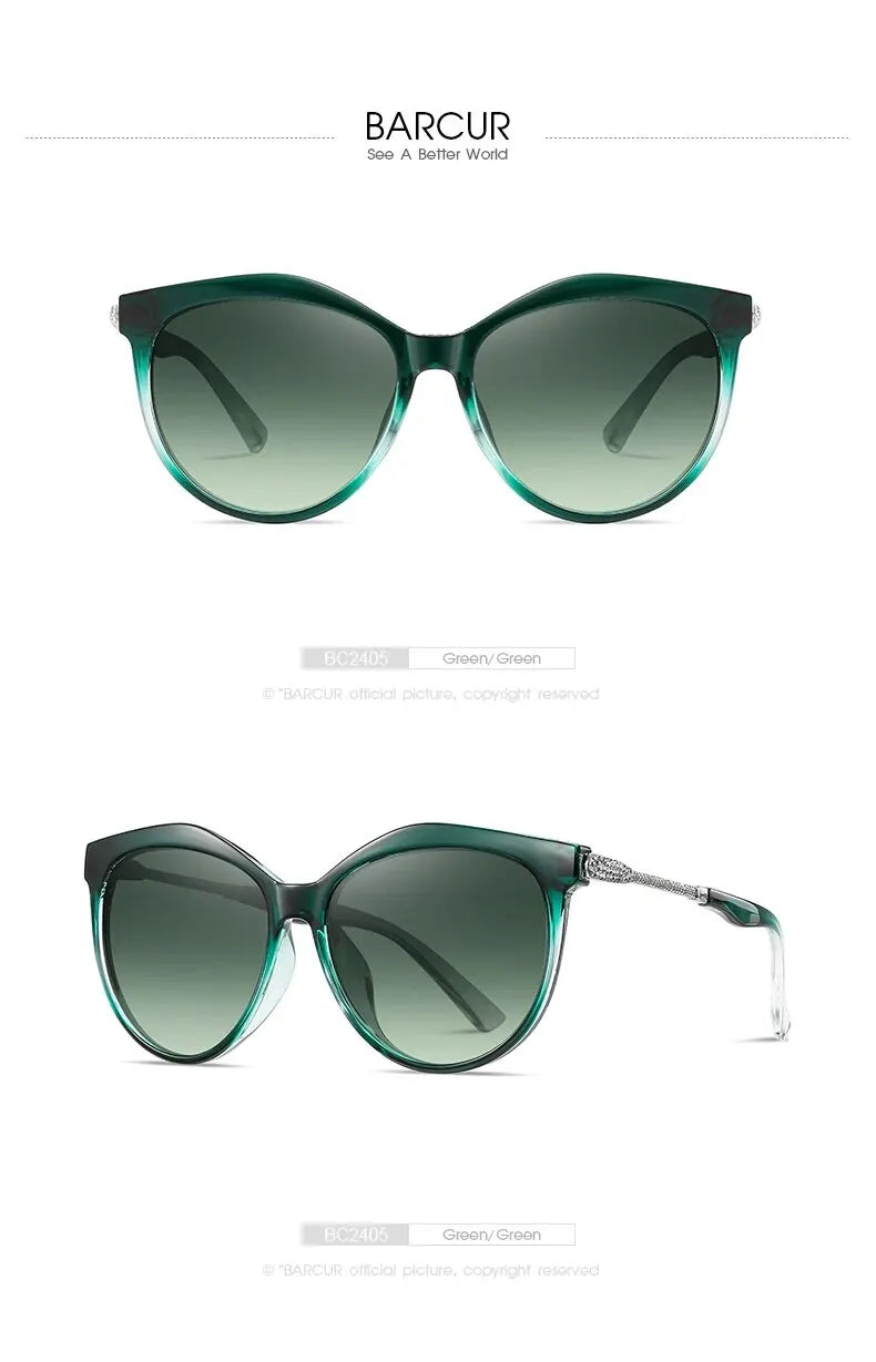 BARCUR Polarized Cat Eye Sunglasses Women Gradient Round Sun Glasses for Women Oculos Lunette De Soleil Femme