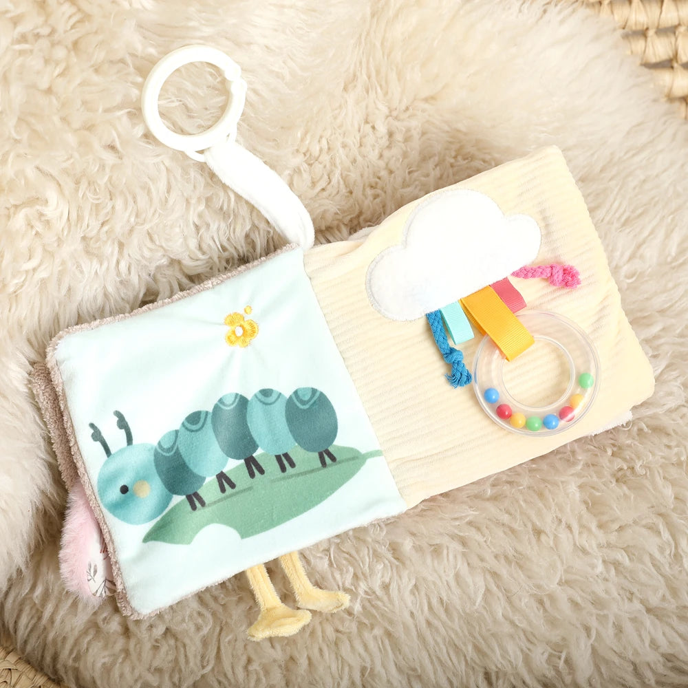 Bunny Cloth Soft Touch Book, Baby Toys 3D Sensory Early Learning Stroller Toys Infant 0-12 Months Baby Toys Multifunction Toys