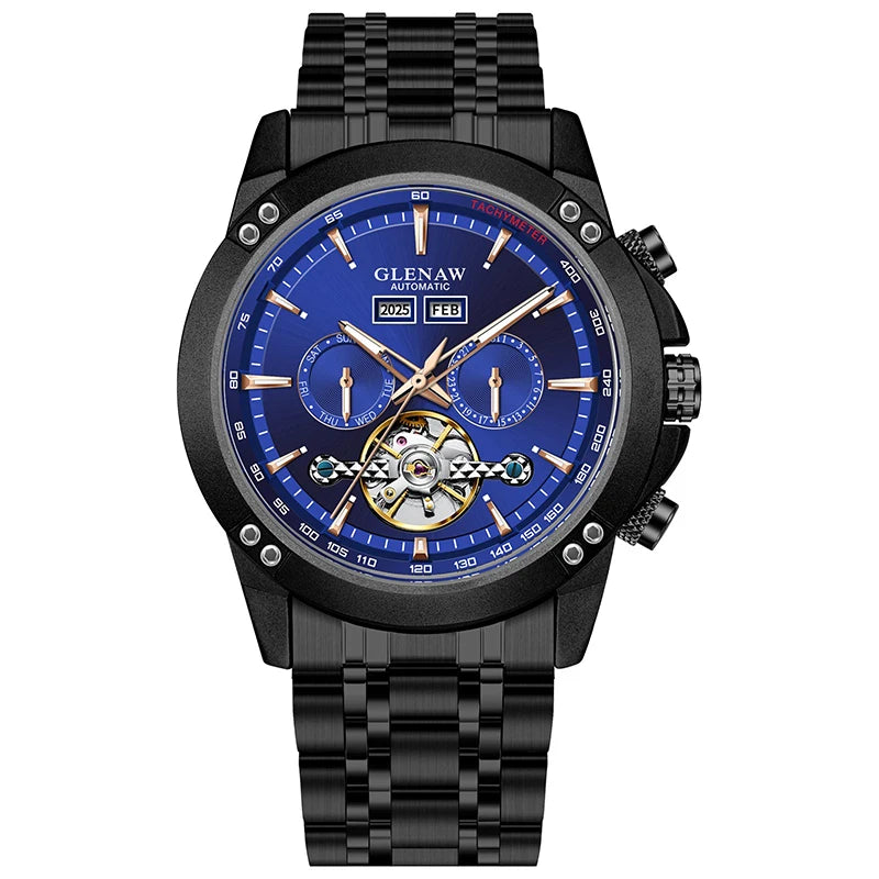 Glenaw high-end brand fully automatic mechanical multi-function watch men's business personality trend waterproof watch
