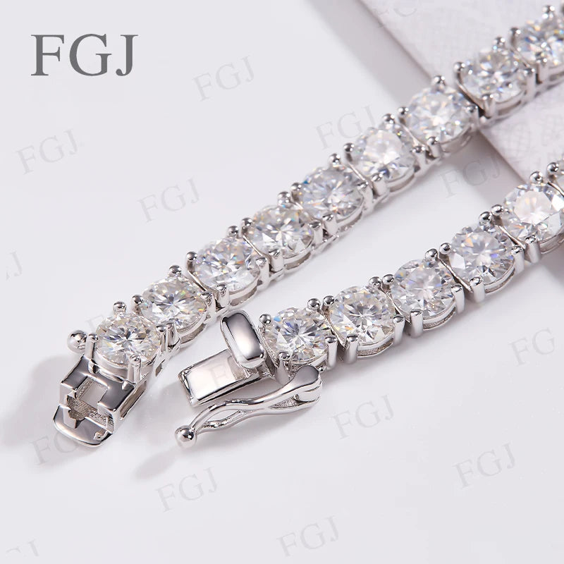 100% Real Moissanite Tennis Necklace for Woman Men Wedding Jewelry With GRA 925 Sterling Silver Plated 18K White Gold Necklace
