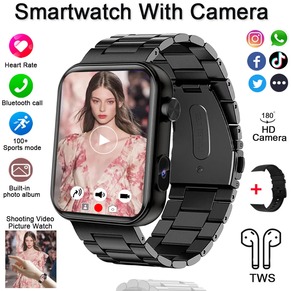 2025 New Smart Watch Women Men HD Camera Record Video Heart Rate 512MB Memory Music Sport Waterproof Bluetooth Call Smartwatch