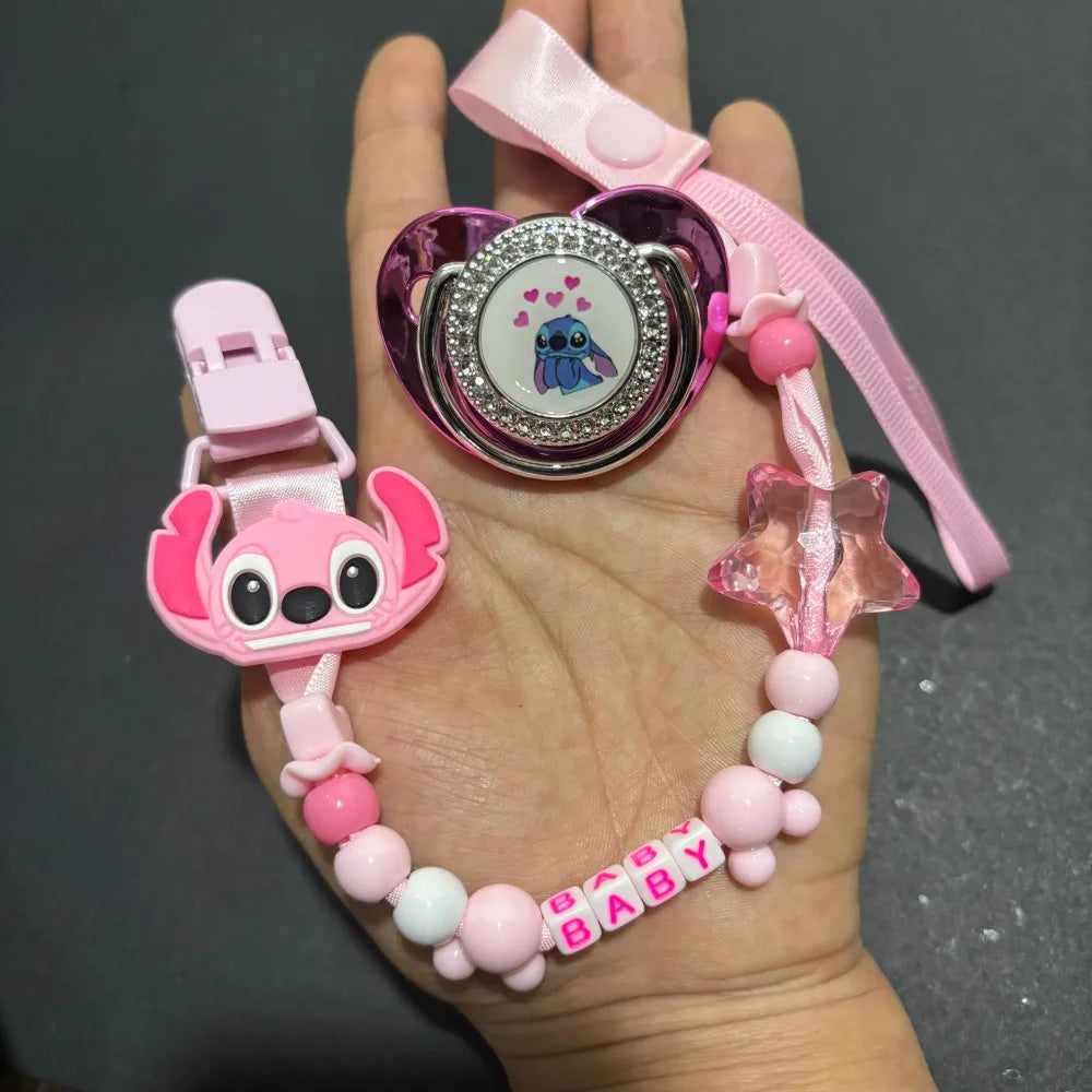 Baby pacifier (with dust cover) & cute anime print Newborn pacifier holder Baby gift for newborns Boys/Girls baby party gift