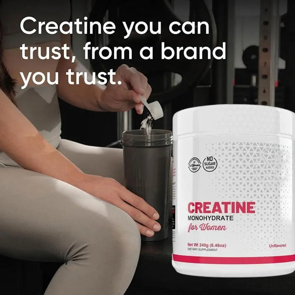 Creatine Monohydrate Powder Effectively Supports Muscle Strength and Recovery Improving Athletic Performance and Endurance 240g