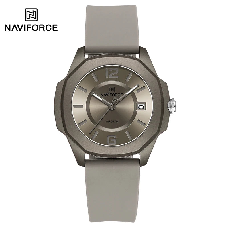 NAVIFORCE Sports Casual Watches for Woman Soft Silicone Strap Classic Fashion 30m Waterproof Date Display Ladies Gift Wristwatch