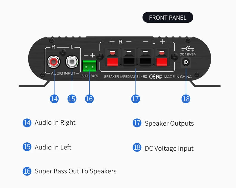 LP-838USB 2.1Channel Amplifier 12V Car Home Amp USB BT Lossless Music Play Digital Audio Amplificador with Remote Control HiFi