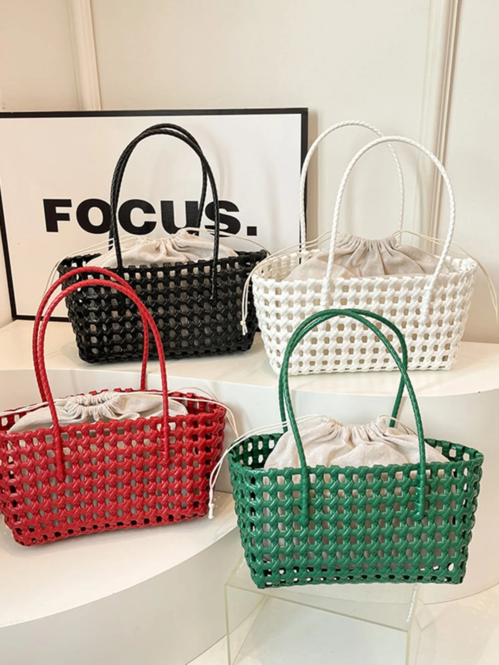 Hollow out Woven Beach Vacation Shoulder Backpack Women's Bag Casual Simple Style Double Strap Handbag for Daily Use