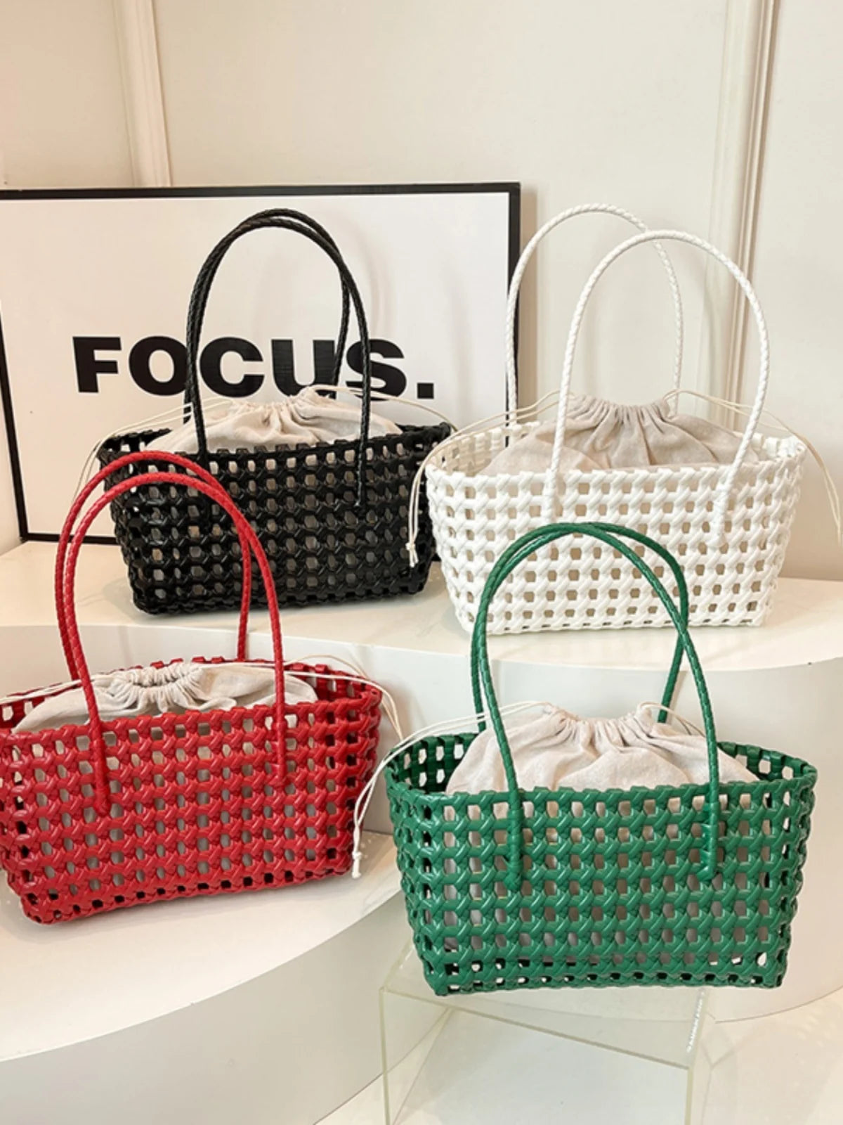 Hollow out Woven Beach Vacation Shoulder Backpack Women's Bag Casual Simple Style Double Strap Handbag for Daily Use