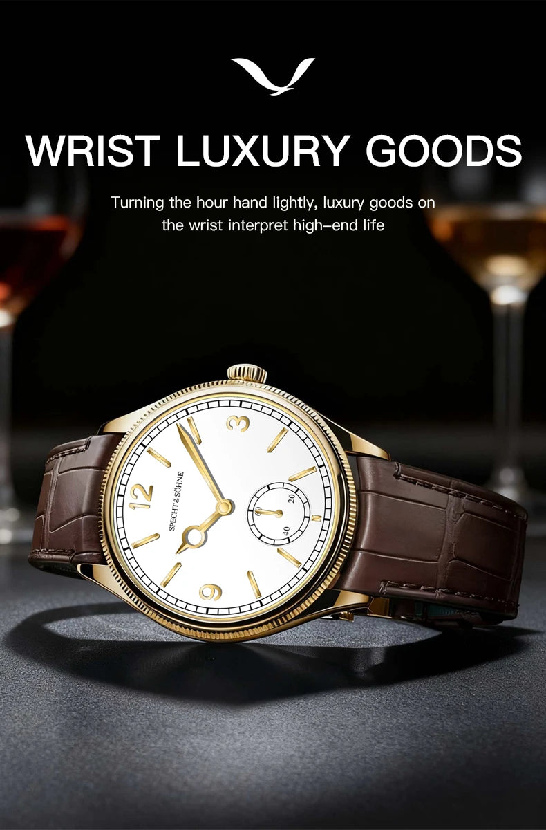 New Fashion Specht & Söhne 38.5MM Mechanical Watches For Men Seagull Movt Sapphire Crystal Business Watch Relogio Masculino