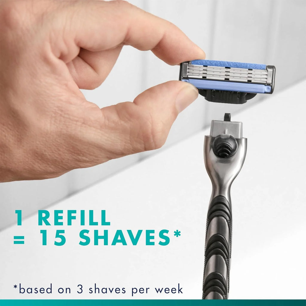 Gillette Mach3 Shaving Razor for Men,1 Razor Gillette 3-Blade Handle for Men’s Grooming,5 Razor Blade Refills,Lubrication Strip